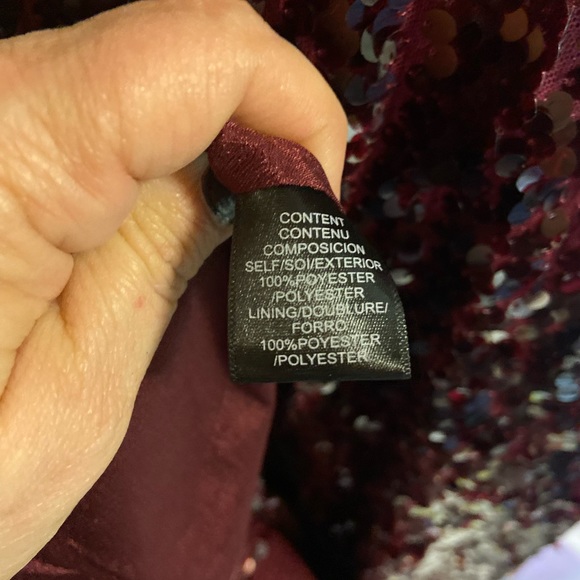 Wayf burgundy sequined the Savannah blouson evening Dress ladies xs extra small - Picture 7 of 12